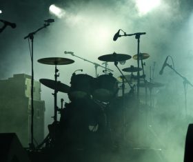 Drums on stage Stock Photo