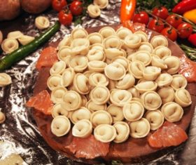 Ears and vegetables on a wooden board (1)