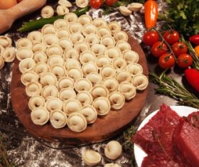 Ears and vegetables on a wooden board (3)