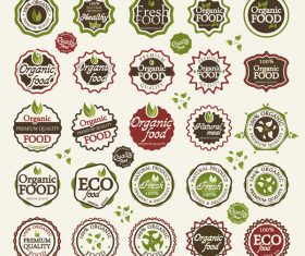 Eco with organic food badge with labels vector