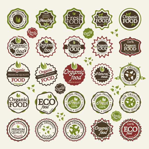Eco with organic food badge with labels vector