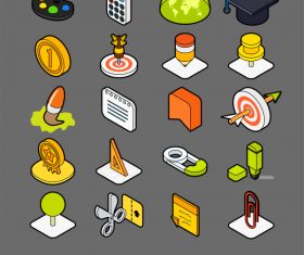 Education – isometric outline color icons