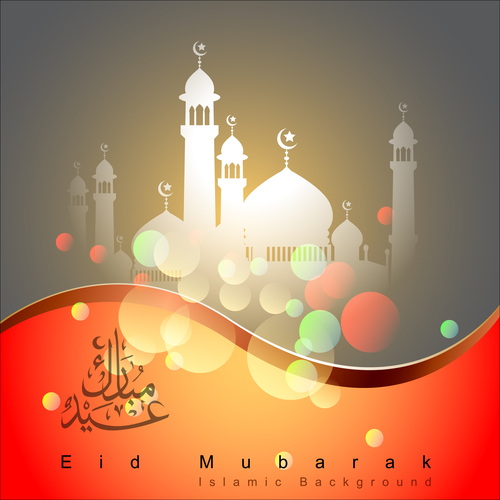 Eid Mubarak background with halation vector