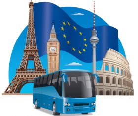 European bus travel vector