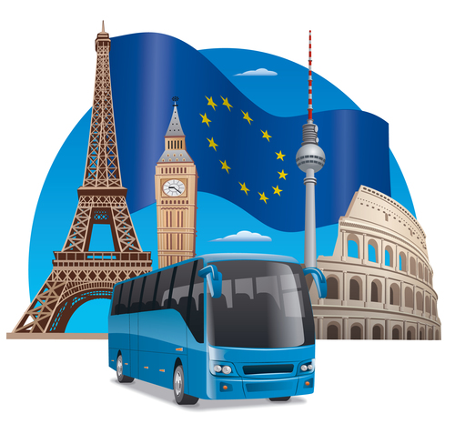 European bus travel vector