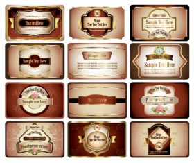 European card template vector Gold Labels3