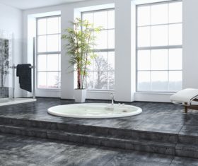 Exclusive Luxury Bathroom Interior Stock Photo 01