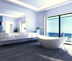 Exclusive Luxury Bathroom Interior Stock Photo 10