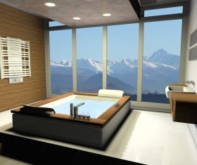 Exclusive Luxury Bathroom Interior Stock Photo 13