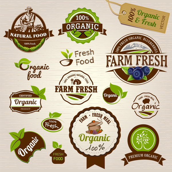 Farm fresh labels retor vector