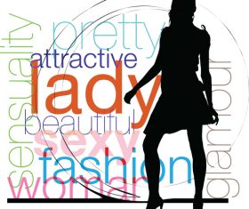 Fashion background with women silhouette vector 05