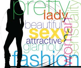 Fashion background with women silhouette vector 06