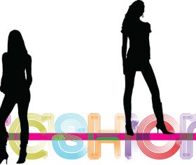 Fashion background with women silhouette vector 07