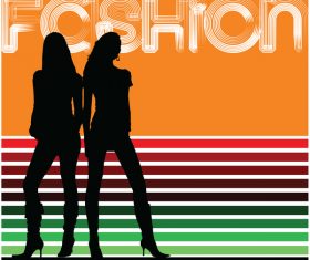 Fashion background with women silhouette vector 08