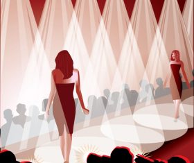 Fashion show with stage and spotlights vector material