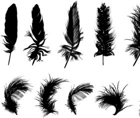 Feather silhouette vector set  03