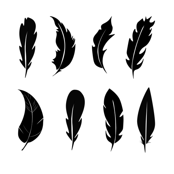 Feather silhouette vector set  08