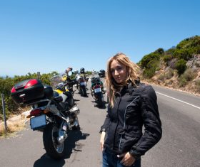Female motorcyclist Stock Photo