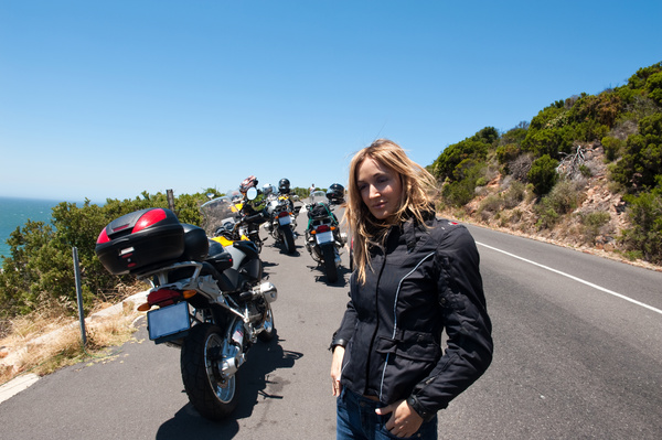 Female motorcyclist Stock Photo