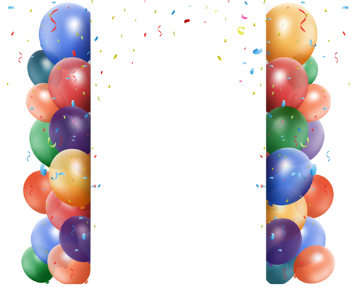 Festival confetti with balloons background vector 02