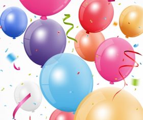 Festival confetti with balloons background vector 03