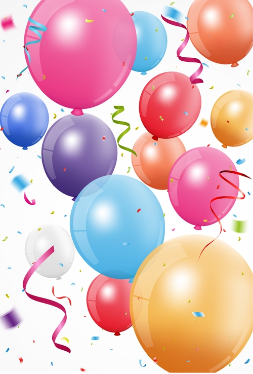 Festival confetti with balloons background vector 03