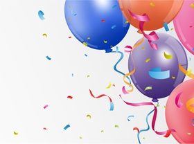 Festival confetti with balloons background vector 04