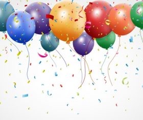Festival confetti with balloons background vector 06