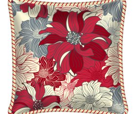 Flower pattern pillow template vector 01