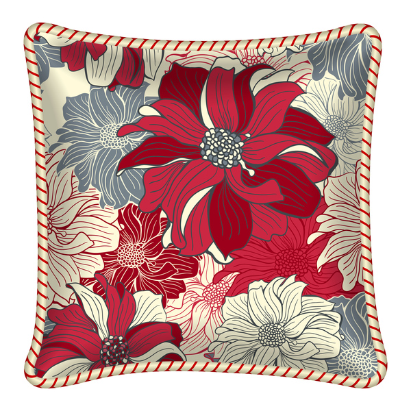 Flower pattern pillow template vector 01