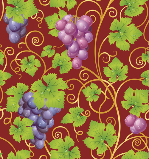 Fresh grapes seamless pattern vector
