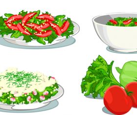 Fresh vegetable with salad vector