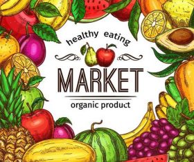 Fruits market background vector