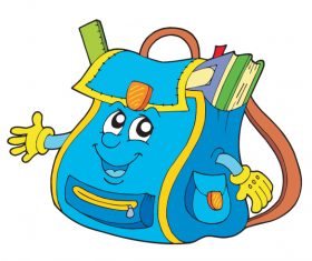 Funny cartoon school bag illustration vector