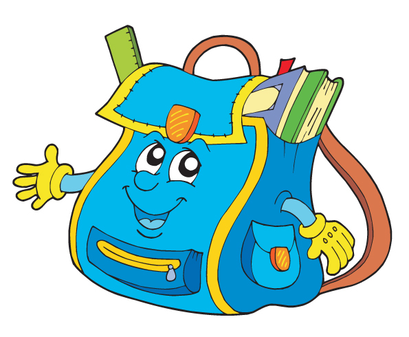 Funny cartoon school bag illustration vector