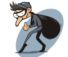 Funny cartoon thief vector material 01