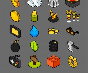 Games - isometric outline color icons