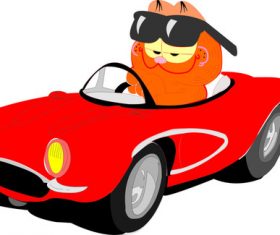 Garfield sitting in the car vector