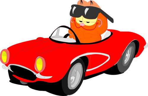 Garfield sitting in the car vector