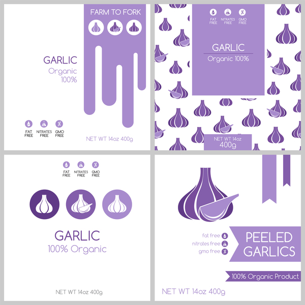 Garlic package box template vector