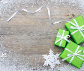 Gift boxes with bow and snowflakes 03