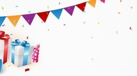 Gift boxs with balloons background vector