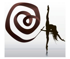 Girl dancing with robbon vector 01