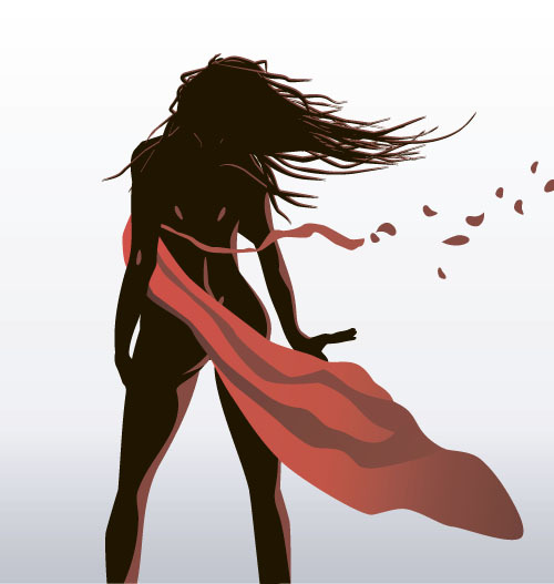 Girl dancing with robbon vector 03