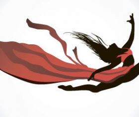 Girl dancing with robbon vector 04