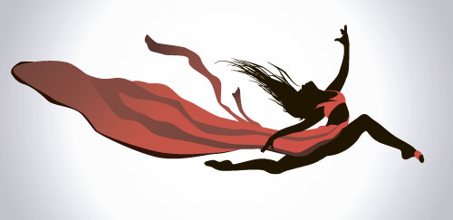 Girl dancing with robbon vector 04