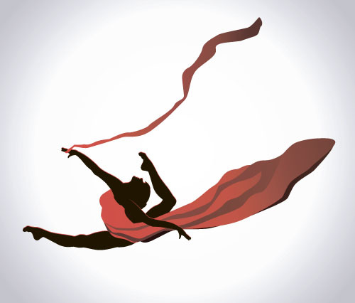 Girl dancing with robbon vector 05