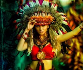 Girl in an Indian costume. Stock Photo 01