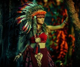 Girl in an Indian costume. Stock Photo 02