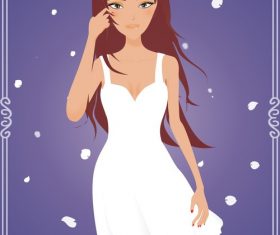 Girl in white dress vector